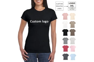 220G Summer Black Plain Black Slim Fit Round O Neck Shirts Custom Women's Cotton T Shirt for Women Ladies T-Shirt