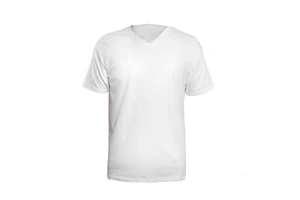 V Neck T-Shirt Mens Womens 100% Cotton Loose Fit Short Sleeve Screen Printed Custom Logo Front Wholesale Bulk Knitted Jersey