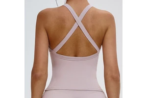 Soild Cross Stapys Yoga Vest Sport Running Loose Fitting Deportivo Fitness Mujer High Impact Athletic Top for Women Gym
