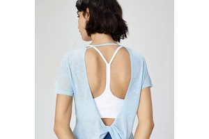 Thin Breathable Yoga T Shirts Halter Cross Sports Top Short Sleeve Quick Dry Quick Short Sleeve Shirt
