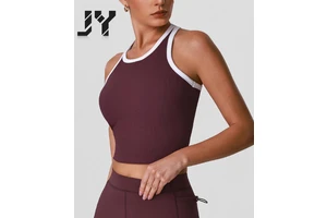 JY 2026 New Style Match Colors Round Neck Gym Vest for Yoga Clothes Sleeveless Quick Drying Top I Word Beauty Back Fitness Vest