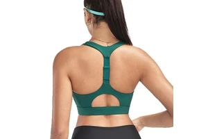 Adjustable Four-Way Stretch Padded Sports Bra with Hook Closure-High Support Yoga Running Pilates Gym Back Support
