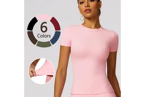 2025 Quick-Drying Women's Short-Sleeved Fitness Top Blouse Breathable Explosive Suit T-Shirt for Outdoor Running & Yoga
