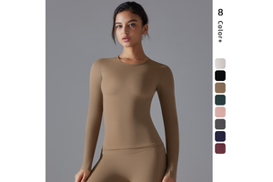 Breathable Four-Way Stretch Quick Dry High Compression Workout Active Wear for Women Long Sleeved Yoga Top