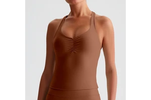Hot Selling Wholesale Quick Dry Crossback Fitness Yoga Wear High Elastic Essentials Tank Top Women with Bra