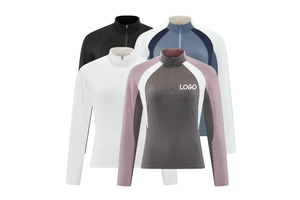 Fashion Brushed Soft Yoga Stretch Long Sleeve Shirt Women Half Zip Quick Dry Running Fitness Athletic Custom Label Yoga Top