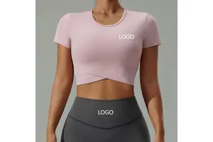 Yoga Shirt Lightweight Breathable Women Fitness Eco-Friendly Active Stretch Cross Front Bottom Design Slim Fit Tank Top SMART