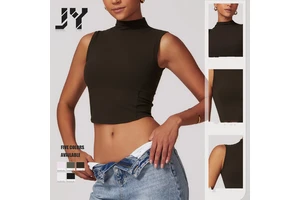 JY Hot Selling Breathable Nylon Yoga Top Tight Fitting Waist Hugging Comfortable High Elasticity Solid Color Sports Top