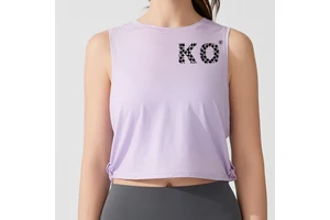 Custom Logo Women Sleeveless Yoga Top Cropped Tank Loose Fit Side Ruched Gym Training Top OEM ODM