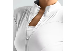 Sustainable Four-Way Stretch Quick-Dry Breathable Full Zipper Long-Sleeve Crop Top Fitness Custom Yoga Jacket Sport Running
