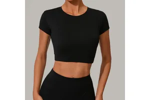 Custom Logo Round-neck Yoga Top Fitness Short Sleeve Outdoor Running Yoga Top Women's Casual Gym Top