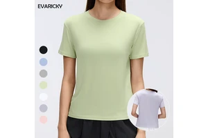 EVARICKY Women's Lightweight Yoga Wear Summer Fitness Running Top Breathable Four-Way Stretch Casual Activewear Fitness T Shirt