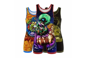 Custom Wholesale Sublimated Youth Adult Women Low Cut Wrestling Singlet Custom Sportswear Weightlifting Singlet