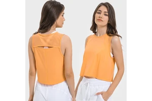New Trend Wholesale Custom Logo Back Hollow Slit Mesh Patchwork Design Sportswear Women Yoga Tank Top
