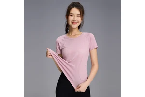 Custom Gym Summer T-shirt Running Cycling Sports Fitness Short Sleeved Top Training Breathable Slim Fit Seamless Yoga Top Women