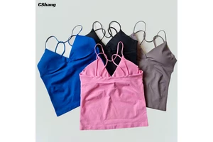 Low MOQ Ladies Cross V Neck Thin Strap Yoga Sports Vest Breathable Supportive Workout Tank Top for Exercise and Yoga Practice