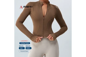 TM0148 Autumn and Winter Warm Velvet Long Sleeve Yoga Coat Women Outdoor Sports Zipper Yoga Wear Slimming Fitness Top