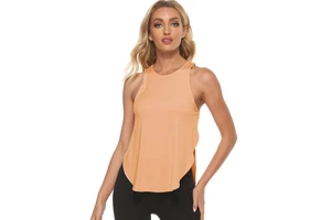 Custom Packaging Split Hem Racerback Training Vest Sleeveless Yoga Shirt Women Tank Top Gym Tops
