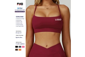 Summer Custom Nude Feeling Quick-Drying Breathable Four-Way Stretch Front Sports Bra Cross-Over Yoga Top Gym Running Workout