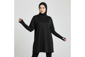 Fashion-Forward Modest Muslim Womens Sports Shirt UPF50+ Breathable Long Sleeve Thumbhole Design Activewear for Fitness