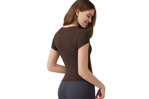 New Nude Yoga Short Sleeved Breathable Lightweight Top for Women's Summer Running Sports T-shirt Slimming Quick Drying Fitness