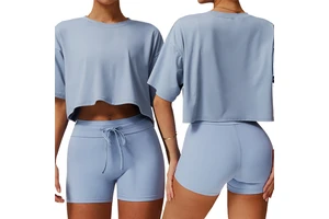 Female Yoga Sports Running Short-sleeved Loose Breathable Fitness Top Casual and Comfortable Round Neck Short T-shirt Yoga Wear