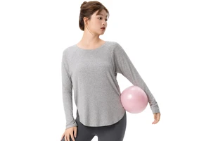 Custom Logo Women's Loose High Elastic Breathable Women's Sports Top Quick Drying Long Sleeve Yoga Top