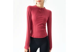 2026 New Women' Long Sleeve Soft Yoga Tops Quick Dry Half Zipper Gym Shirts Slim Waist Workout Jogger Tops Pilates Sports Wear
