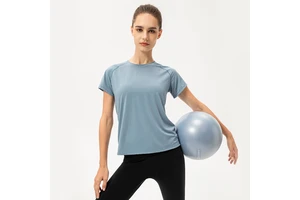Women's Summer Ice-Feel Quick-Drying Yoga Short-Sleeved Loose Casual Running Sports T-Shirt Breathable Fitness Short-Sleeved