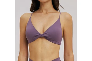 Twist Light Weight Brushed Sports Bras V-Neck Thin Straps Casual Backless Yoga Tops