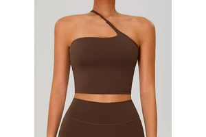 Breathable Fashionable Cross-Shoulder Backless Yoga Tank Top Fitness Wear Outdoor Quick-Dry Running Sports Tight Four-Way Front
