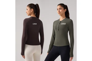 Modal Henry Fitness Wear Women's Lightweight Long-Sleeved Yoga Top Breathable Quick-Drying Antibacterial Slim T-Shirt Nude