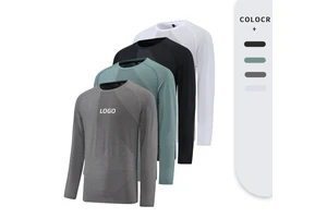 Wholesale Quick Dry Fitness 4-Way Stretch Workout Custom 180 Gsm Breathable Running Gym Long Sleeves T-shirt Active Tops for Men