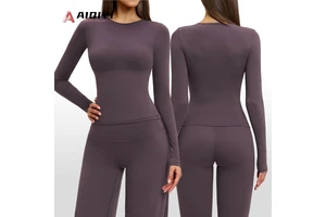 8519 Long Sleeve Athletic Gym Fitness Fit Top Without Pads Neckline Workout Sports Gym Sport Tops Woman Gym