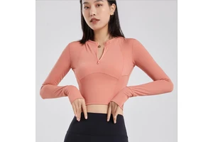 Customized High Waist Half Zipper Long Sleeve Tank Top Yoga Sports Running Tank Top Women