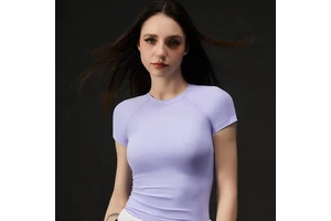 Women's Lightweight Summer Athletic Yogini Fitness Running T-Shirt Quick-Drying High Elastic Breathable Yoga Top Short