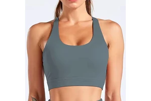 High Stretch Plus Size Women Sports Bra Front Padded High Support Reversible Quick-Dry Gym Workout Yoga Breathable Soft Fabric