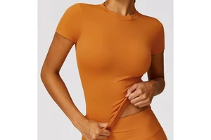 Quick-Drying Women's Gym Activewear Custom Logo Short-Sleeved Yoga Set For Outdoor Running & Sports Plus Size Fitness Clothes