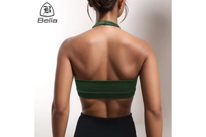 Factory Custom Women Deep V Neck Halter Sports Bra Open Back Padded Workout Crop Tank Tops Sexy Backless Yoga Fitness Bra