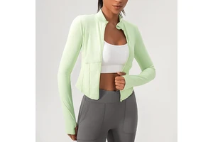 Slim Fit Zippered With Stand up Collar Women's Long Sleeve Yoga Jacket Stylish Comfortable Gym and Outdoor Sport Activewear