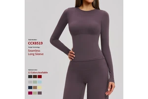 Winter Brushed Nine Quarter Sleeve Breathable Yoga Wear High-Intensity Fitness Apparel Pilates Running Top Front Logo Women's