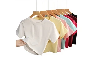 OEM Custom Logo Women's T-Shirt 240 GSM 100% Cotton Round Neck Slim Fit Short Sleeve T-Shirt