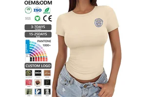 2026 Women's New Style Casual Short Sleeved T-shirt Custom logo Tight Quick Drying Fitness Yoga Top Solid Color Sports T-shirt