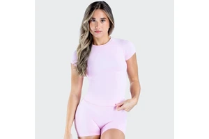 Fashion Style Women Seamless High Elasticity Yoga Top Solid Crew Neck Fitness Short Sleeves Plus Size Quick Dry Running Clothing