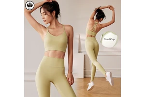 QUMOR Solid Breathable Plus Size High Waist Sports Yoga Clothes Set Shockproof Anti-sagging Sports Bra Buttock Lifting Abdominal