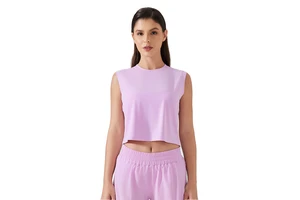 Women's Sleeveless Polyester Tank Tops Custom Logo Quick Dry Workout Vest Gym Tennis Breathable Lightweight Active Stretch Front