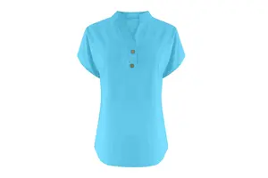 Women's Plus Size Anti-Wrinkle Anti-Pilling 200g T-Shirt Casual Crew Neck Button Front Short Sleeve Knitted Cotton Spandex Blend