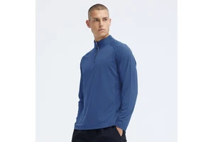 Men's Quick-Drying Breathable Fitness Top with Stand Collar Half-Zip Long Sleeves for Outdoor Sports & Marathons Yoga Top