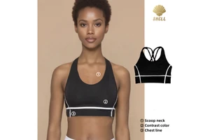CNSHELL Contrast Color Cross Back Mesh Double Layer Yoga Crop Tops XXL Sports Bra Fitness Quick Dry Breathable Gym Wear
