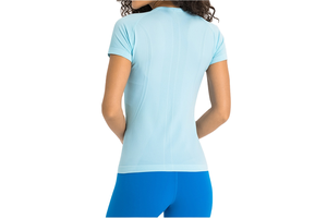 New Arrival Women's Solid Color Crew Neck Breathable High Elastic Plus Size Gym Running Sports Women Short Sleeve T-shirt